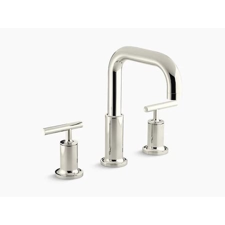 Kohler Tub Filler, 8 in, 3, Widespread; Deck Mounted, Polished Nickel T14428-4-SN